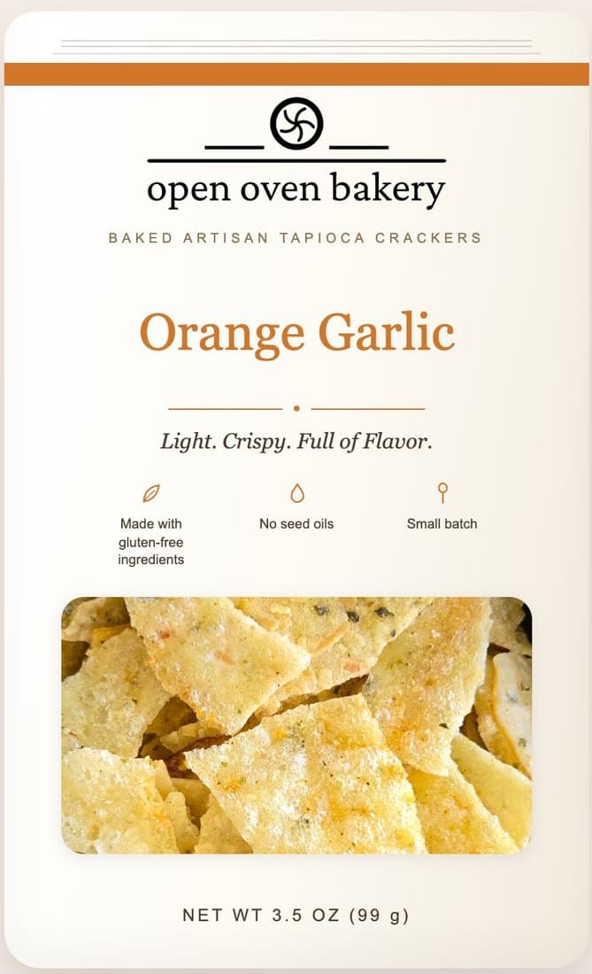 Orange Garlic tapioca crackers